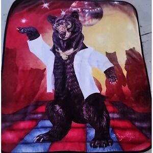 Wild Frontier Wilderness Disco Bear Throw Blanket 50X60 New